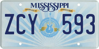 MS license plate ZCY593