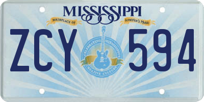 MS license plate ZCY594