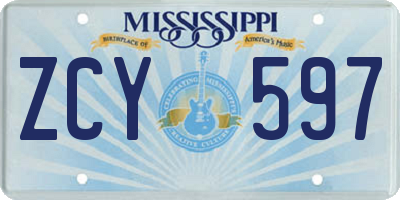 MS license plate ZCY597