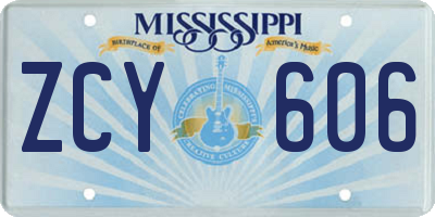 MS license plate ZCY606