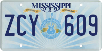 MS license plate ZCY609