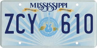 MS license plate ZCY610