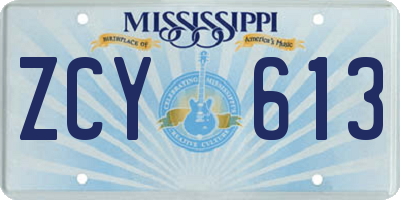 MS license plate ZCY613