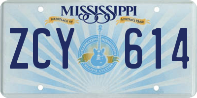 MS license plate ZCY614