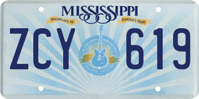 MS license plate ZCY619