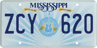 MS license plate ZCY620