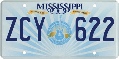 MS license plate ZCY622
