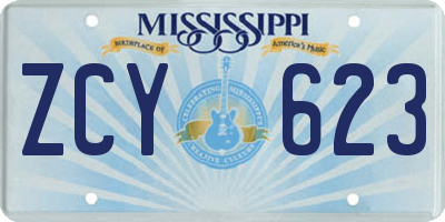 MS license plate ZCY623