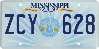 MS license plate ZCY628