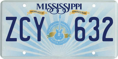 MS license plate ZCY632