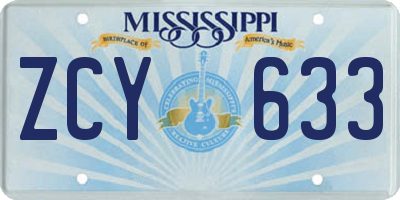 MS license plate ZCY633
