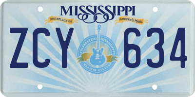 MS license plate ZCY634
