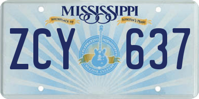 MS license plate ZCY637