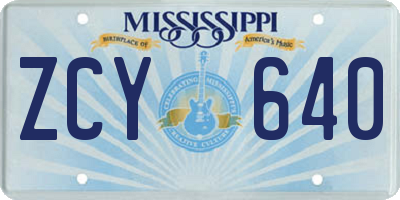 MS license plate ZCY640