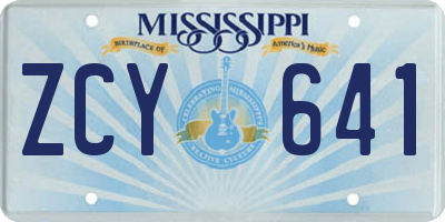 MS license plate ZCY641