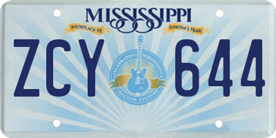 MS license plate ZCY644