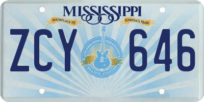 MS license plate ZCY646