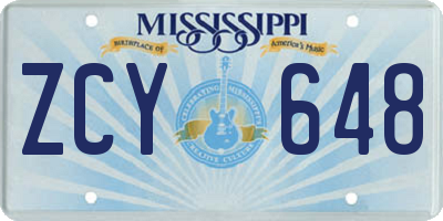 MS license plate ZCY648