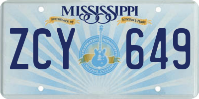 MS license plate ZCY649