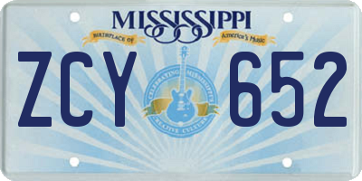 MS license plate ZCY652