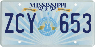 MS license plate ZCY653
