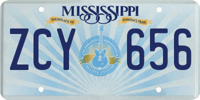 MS license plate ZCY656