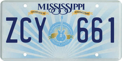 MS license plate ZCY661