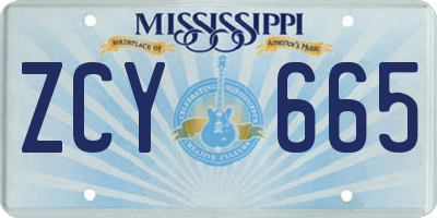 MS license plate ZCY665