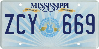 MS license plate ZCY669