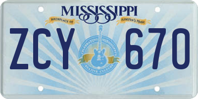 MS license plate ZCY670