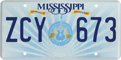 MS license plate ZCY673