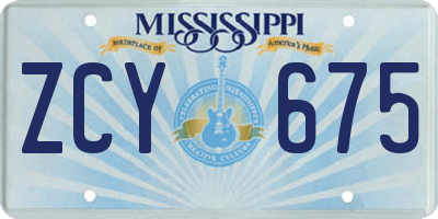 MS license plate ZCY675