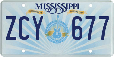 MS license plate ZCY677