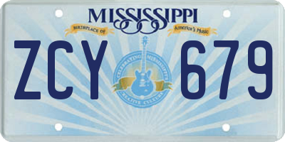 MS license plate ZCY679