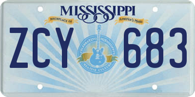MS license plate ZCY683