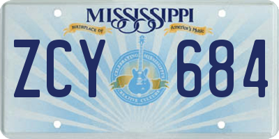 MS license plate ZCY684