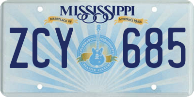 MS license plate ZCY685