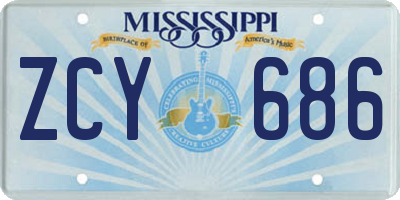 MS license plate ZCY686