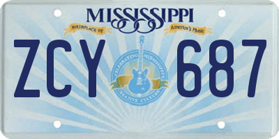 MS license plate ZCY687
