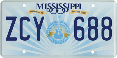 MS license plate ZCY688