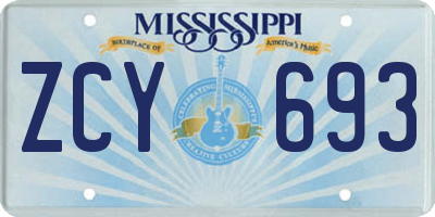 MS license plate ZCY693