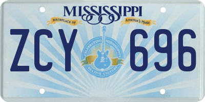 MS license plate ZCY696