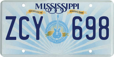 MS license plate ZCY698