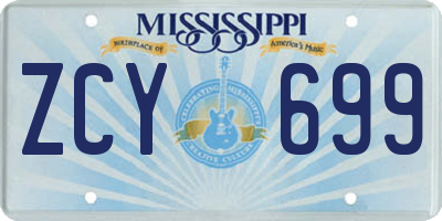 MS license plate ZCY699