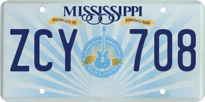 MS license plate ZCY708