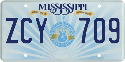 MS license plate ZCY709