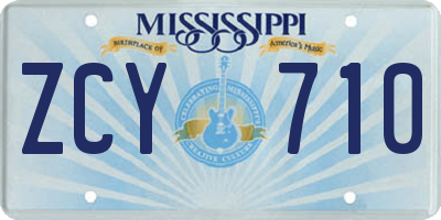 MS license plate ZCY710