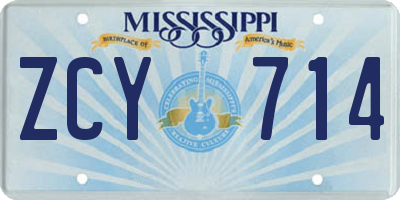 MS license plate ZCY714