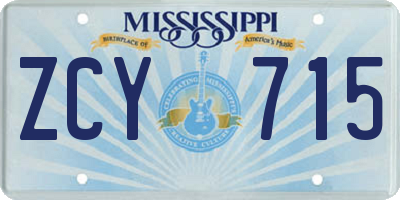 MS license plate ZCY715