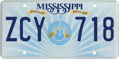MS license plate ZCY718